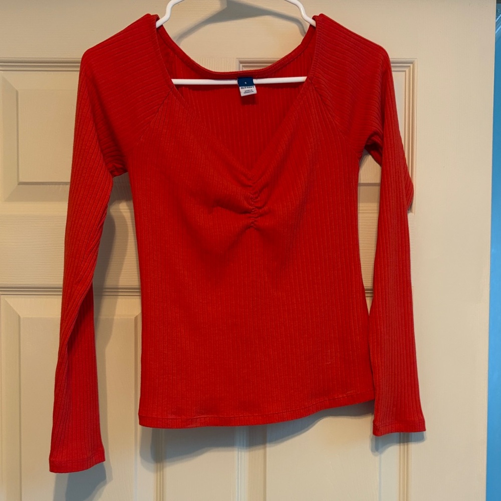 Old Navy Vibrant Red Long Sleeve Top